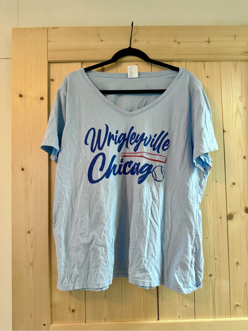 Wrigleyville Chicago Light Blue Graphic V-Neck Tee